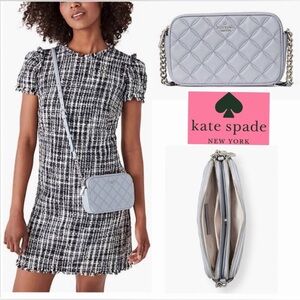 ♠️Kate Spade Grey/Silver Natalia Double Zip Small Crossbody Bag EUC